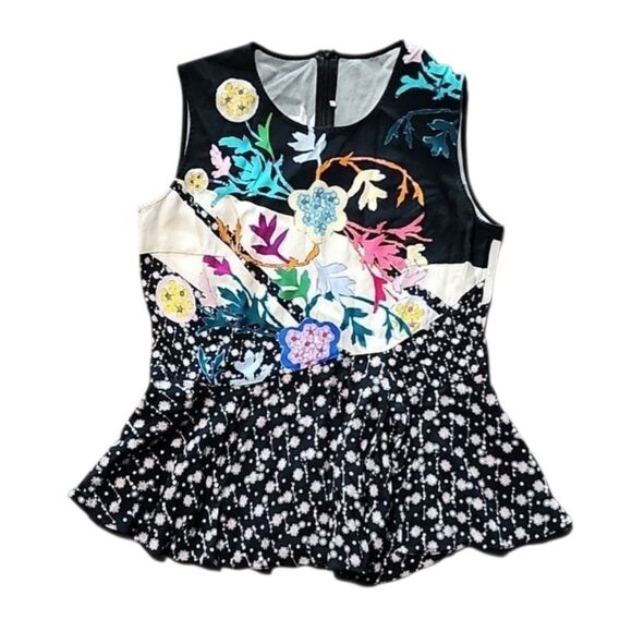 peter pilotto multiprint peplum sleeveless blouse size 6 - Picture 4 of 7